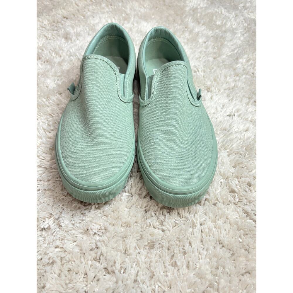 Vans Slip-On Canvas Sneakers in Sage Green - Picture 2 of 5